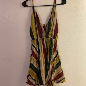 Striped V Neck Skater Dress